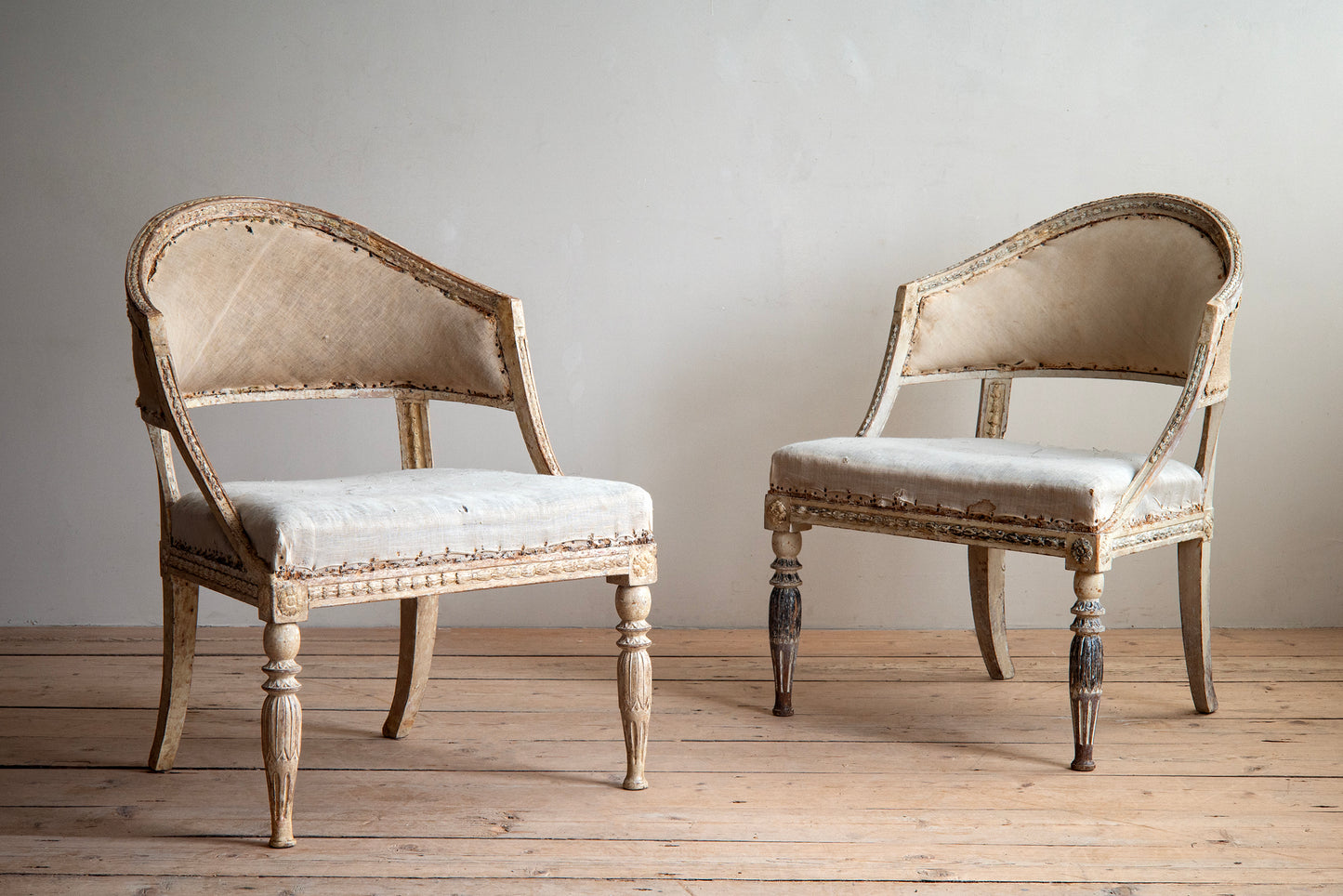19th c, Gustavian Barrel Back Armchairs