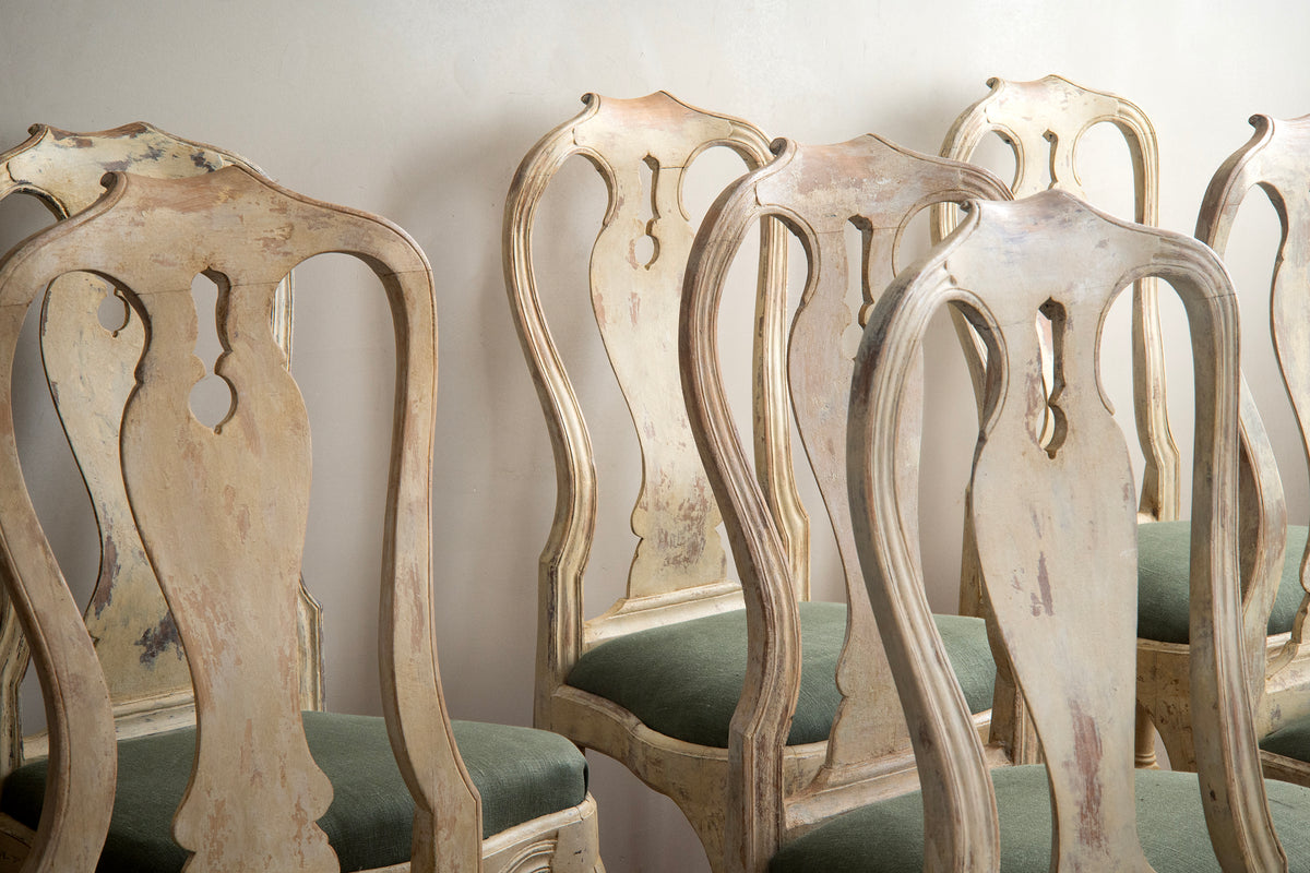 18th c, Set of 10 Rococo Dining Chairs