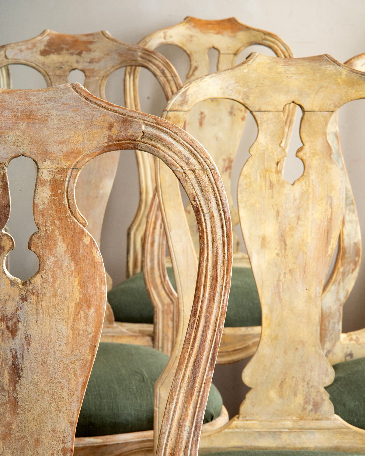 18th c, Set of 10 Rococo Dining Chairs