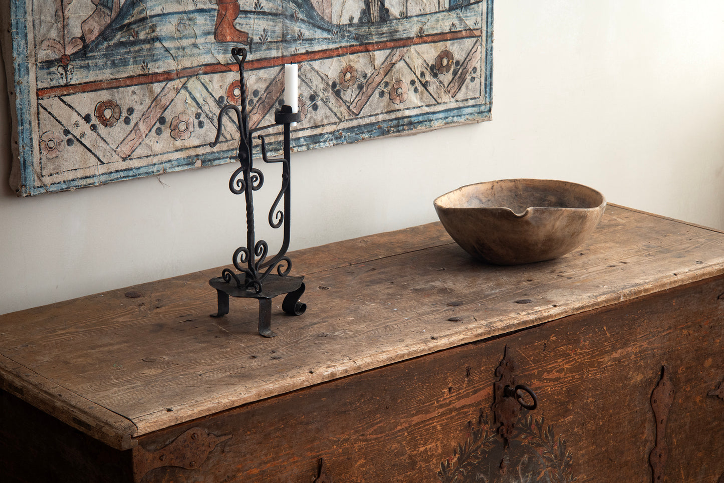 19th c, Wrought Iron Candle Holder