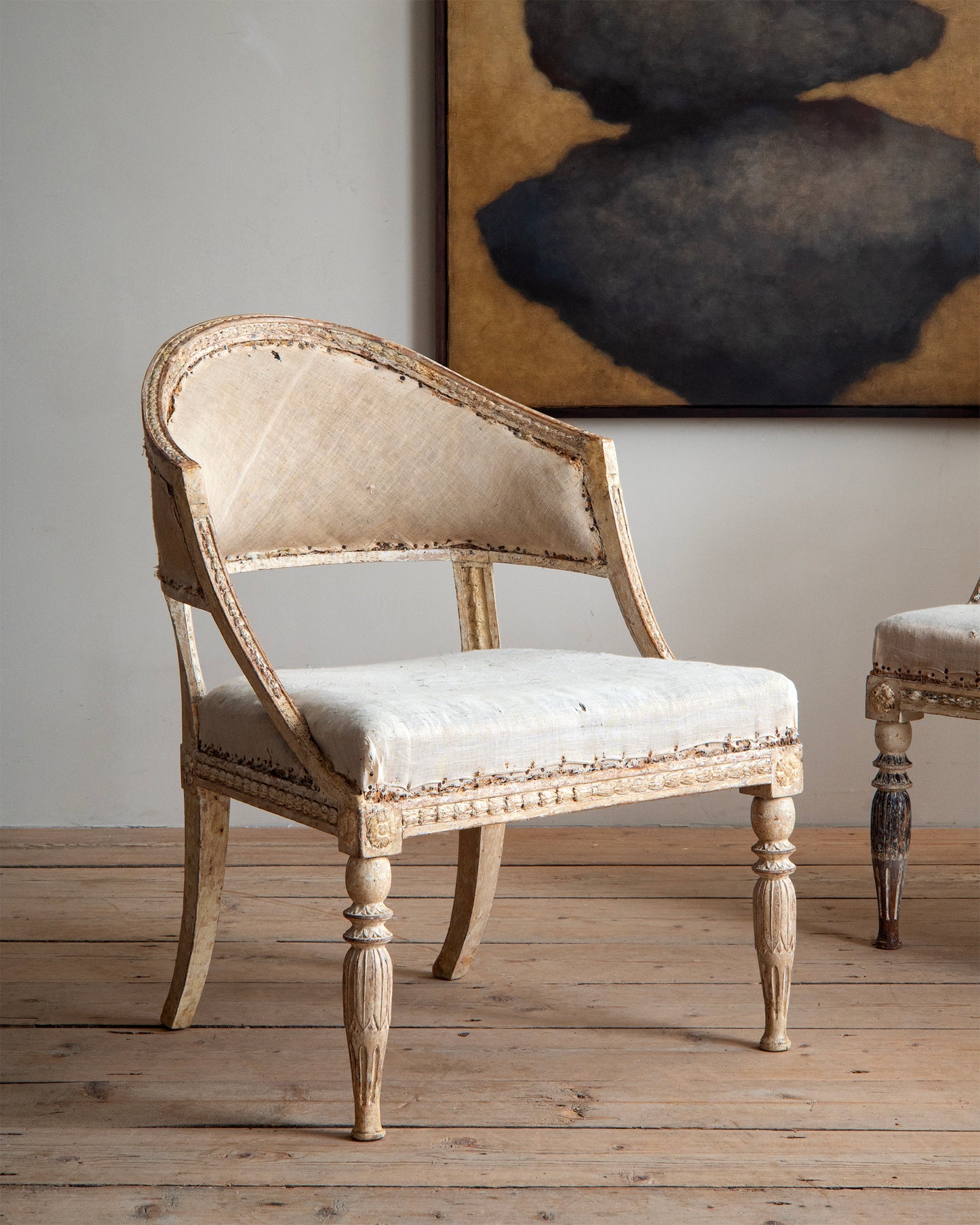 19th c, Gustavian Barrel Back Armchairs