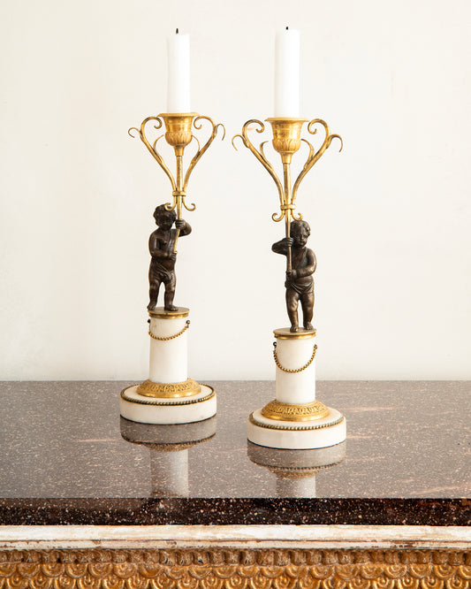 19th c, Late Gustavian Candlesticks