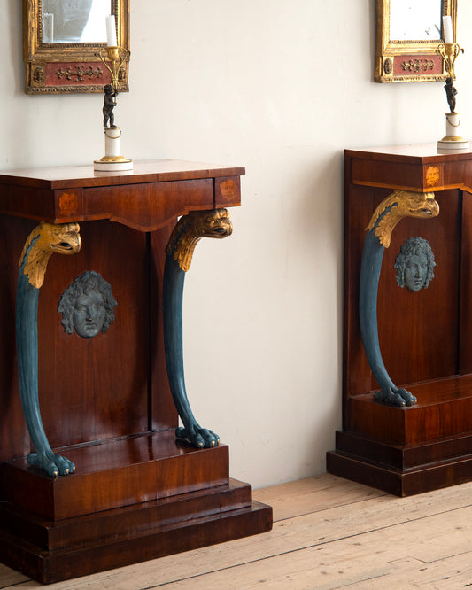 19th c, Pair of Empire Console Tables