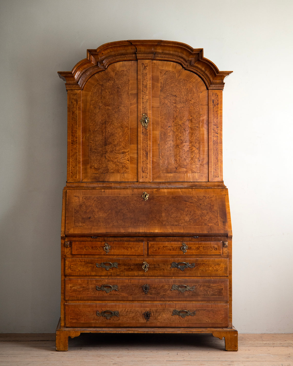 18th c, Rococo Alder Root Secretary Cabinet