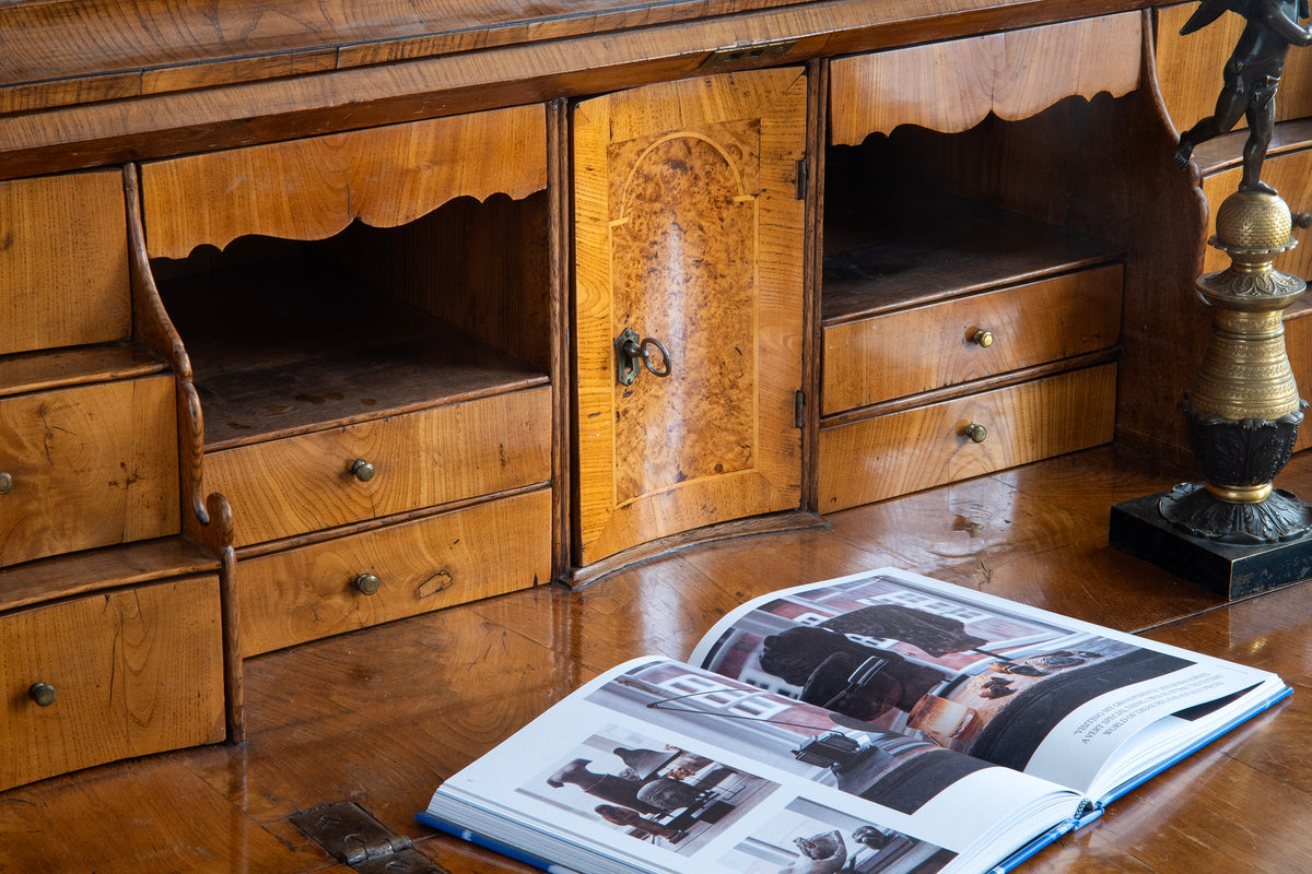 18th c, Rococo Alder Root Secretary Cabinet