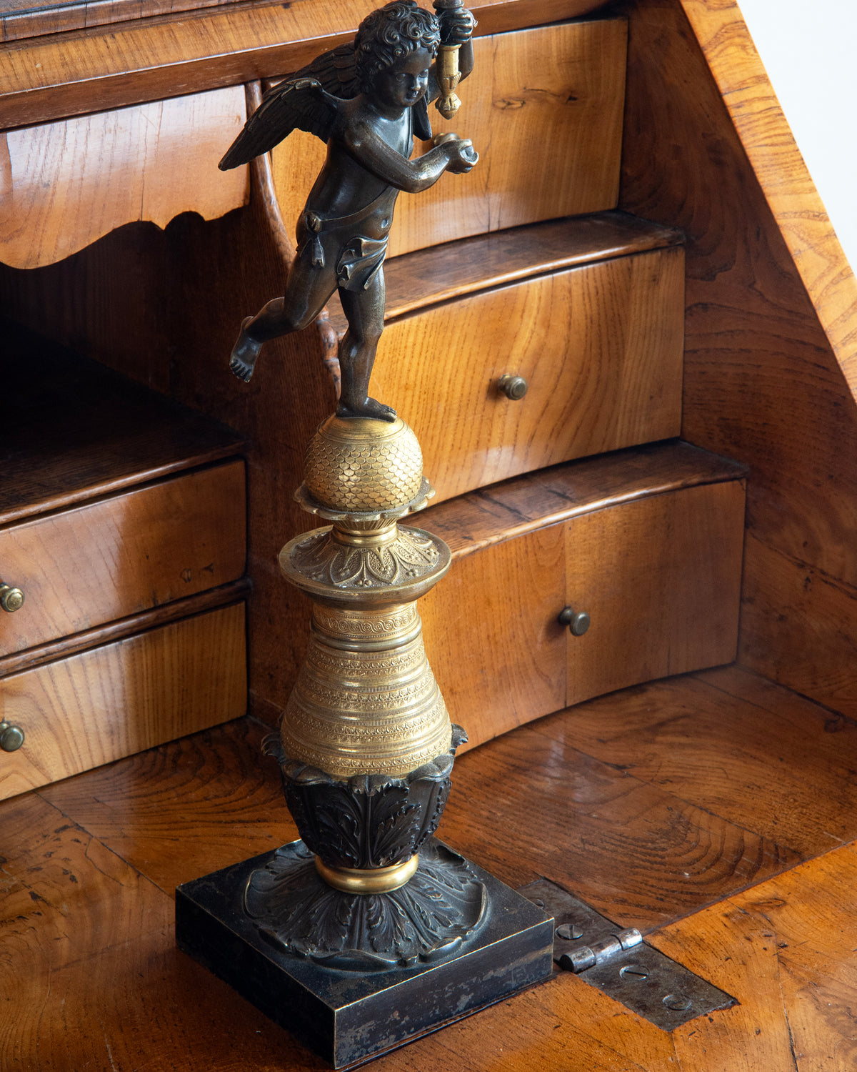 18th c, Rococo Alder Root Secretary Cabinet
