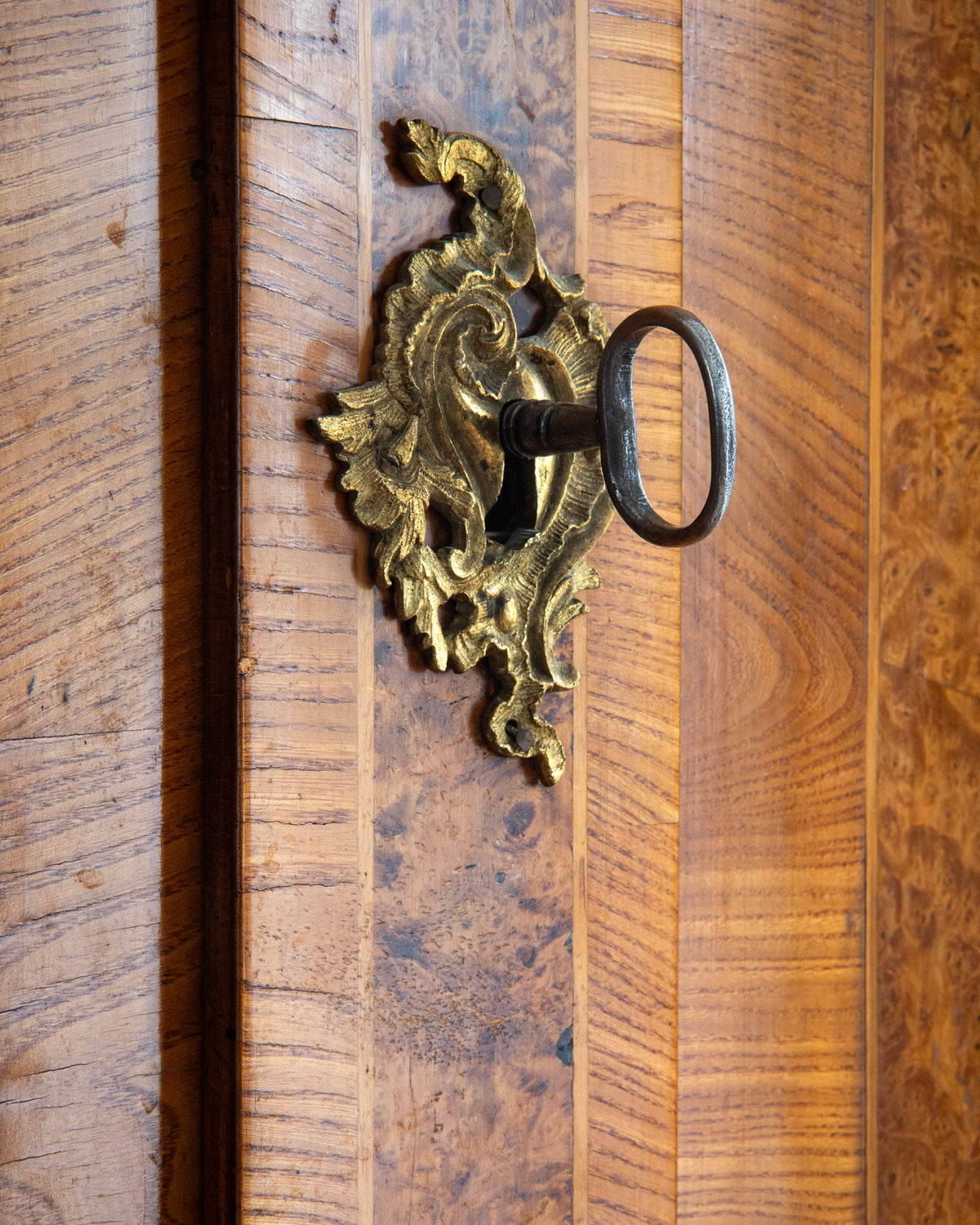 18th c, Rococo Alder Root Secretary Cabinet