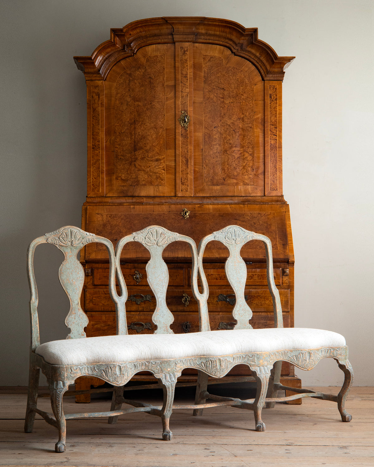 18th c, Rococo Painted Triple-Back Sofa