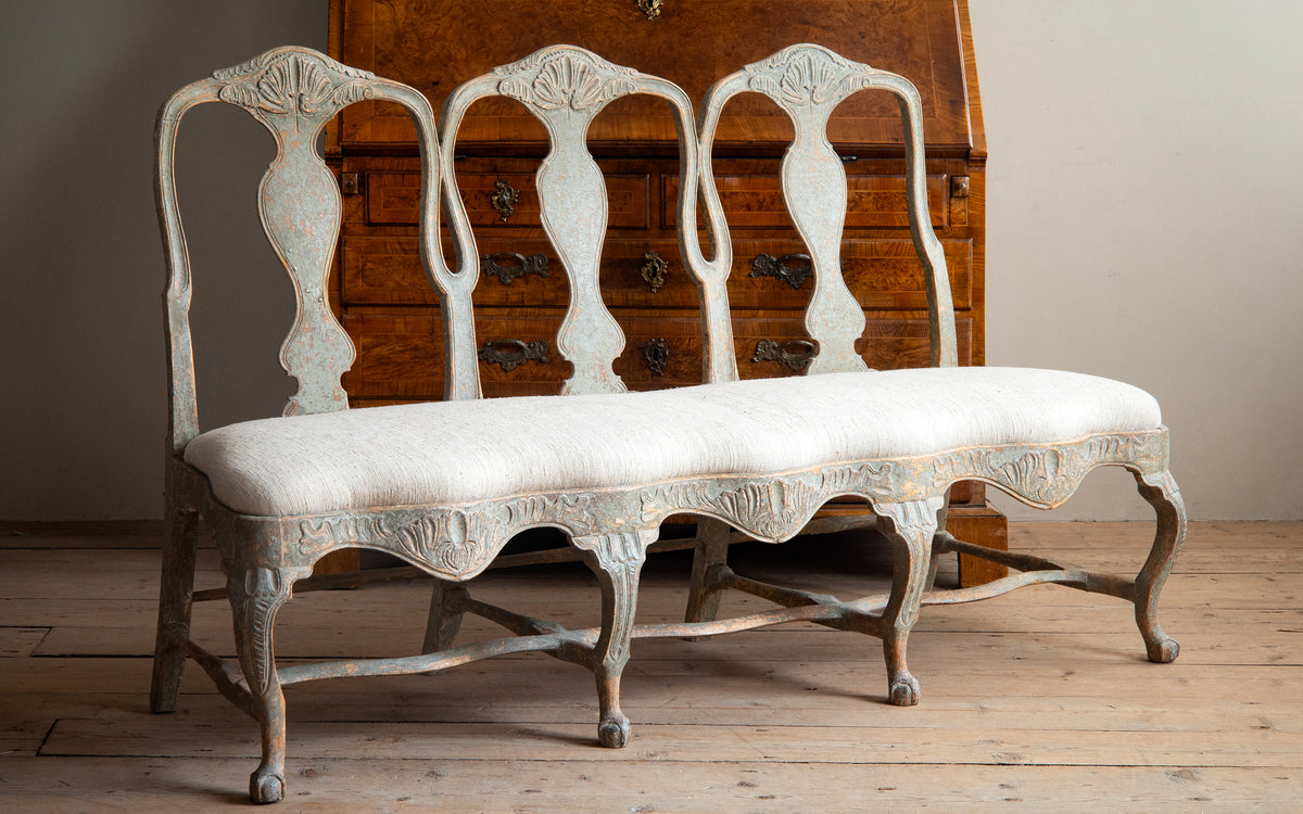18th c, Rococo Painted Triple-Back Sofa