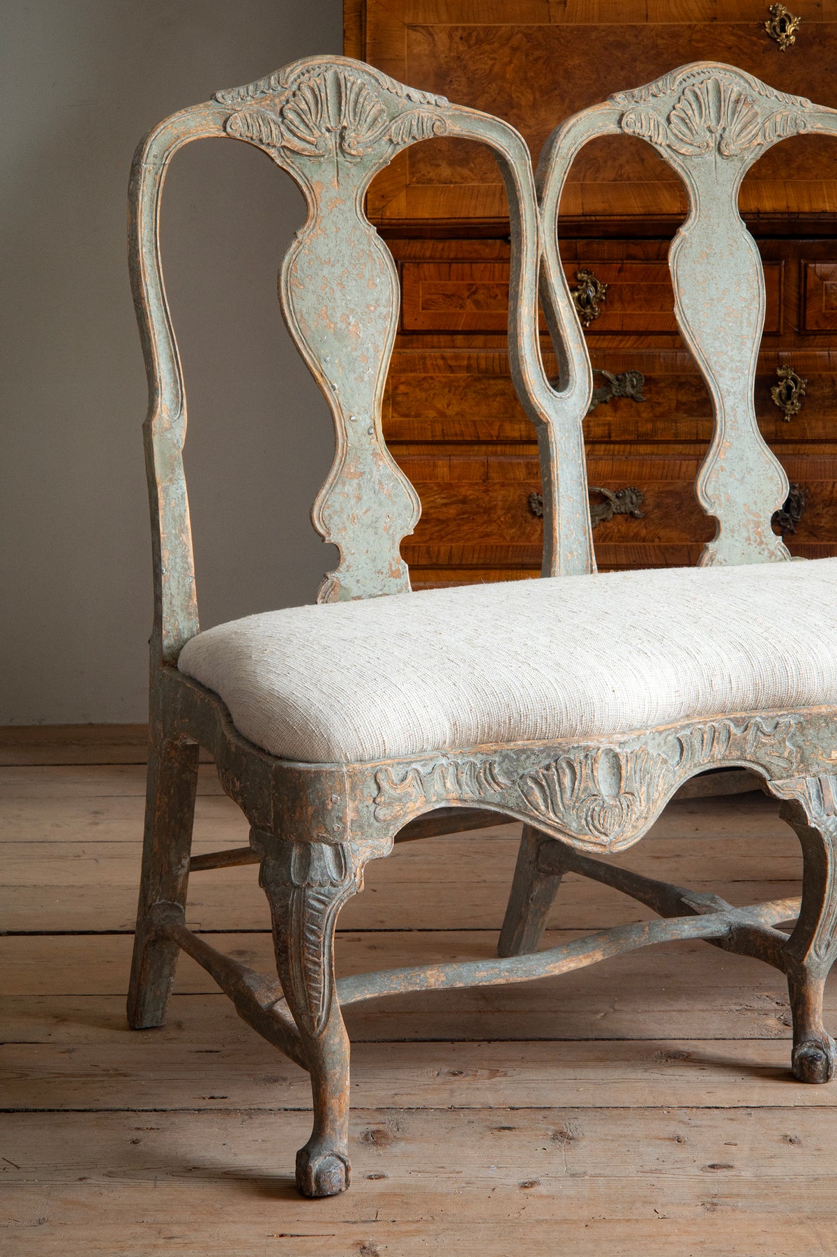18th c, Rococo Painted Triple-Back Sofa
