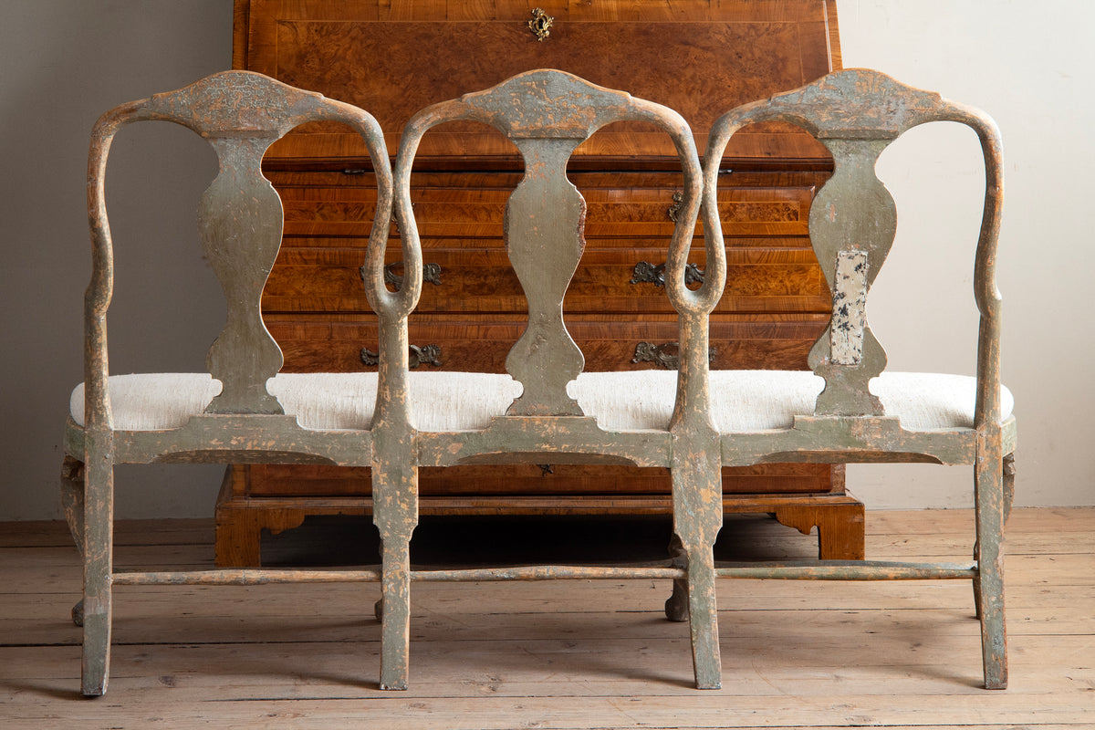 18th c, Rococo Painted Triple-Back Sofa