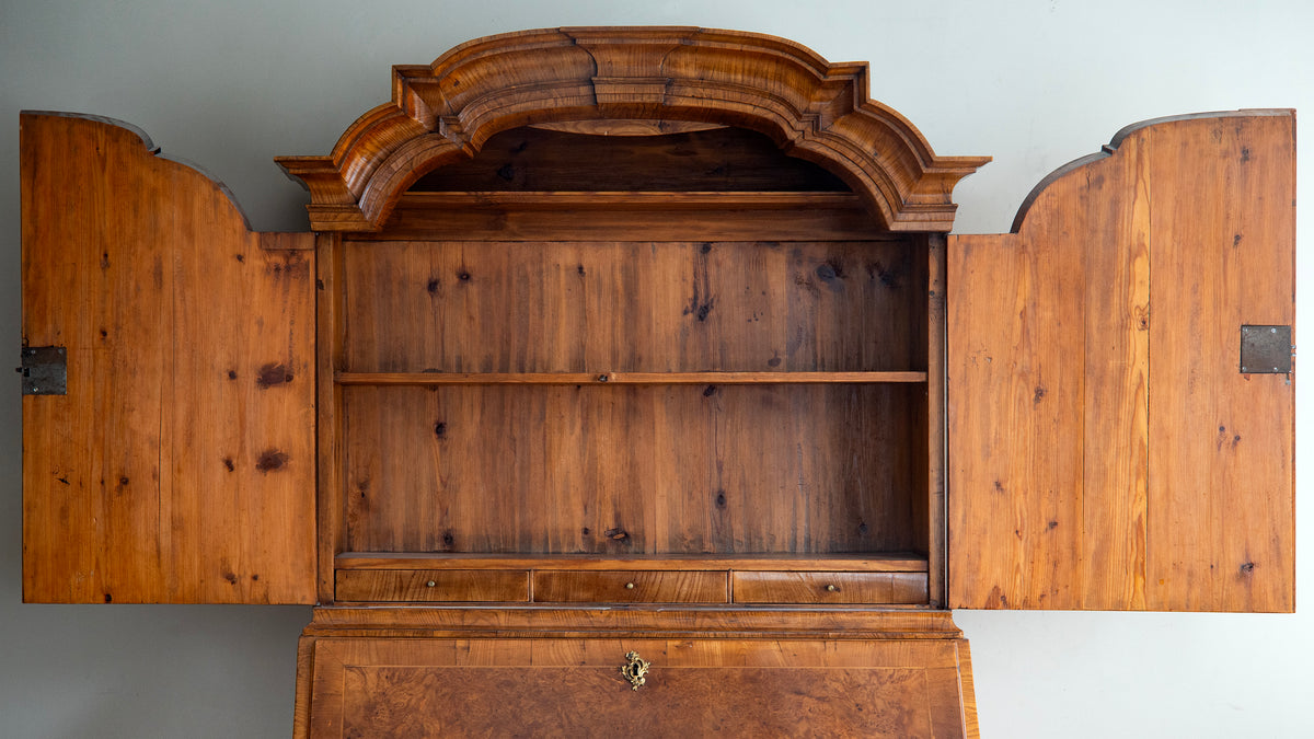 18th c, Rococo Alder Root Secretary Cabinet