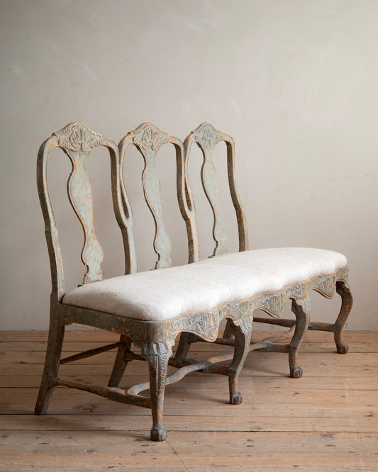 18th c, Rococo Painted Triple-Back Sofa