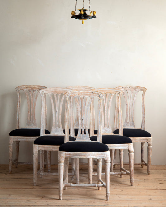 18th c, Set of Six Gustavian Chairs