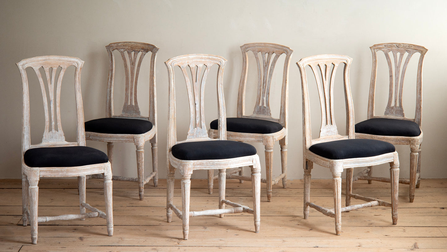 18th c, Set of Six Gustavian Chairs
